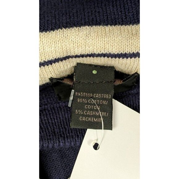 14th & Union Mens Size Large Navy Sand Duo Striped Crew Neck Pullover Sweater - Picture 7 of 8